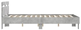 betonszürke szerelt fa ágykeret fejtámlával 120x200 cm