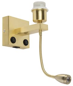 Art Deco fali lámpa arany USB-vel és rugalmas karral - Brescia Combi