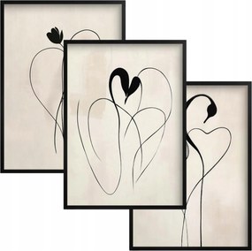 Képek Poszterek a falra Boho fekete keret nappali szett Szív Absztrakt