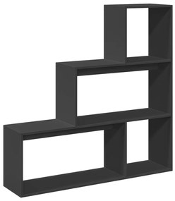 3 szintes fekete fa térelválasztó könyvespolc 123 x 29 x 123 cm