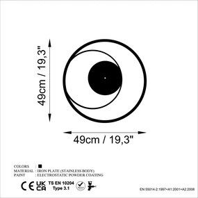 Circle fém falióra, 49×49 cm