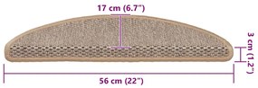15 db szizál hatású világos bézsszínű lépcsőszőnyeg 56x17x3 cm