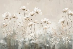 Fotótapéta Flizelina Grafika Természet Bézs Rét Fehér Virágok 416x290 ragasztó