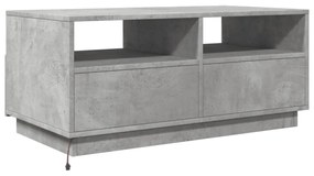 betonszürke dohányzóasztal LED-lámpákkal 90x49x40 cm