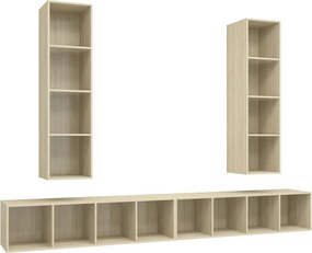 vidaXL 4 db tölgyszínű szerelt fa falra szerelhető TV-szekrény