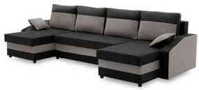 Sparta sarokkanapé, 1 ágyneműtartóval, szövet anyag, univerzális oldal, hab töltet, fekete - szürke