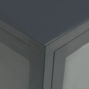 antracitszürke acél és üveg tálalószekrény 105 x 35 x 70 cm
