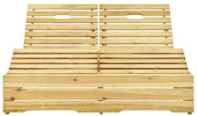 Impregnált fenyőfa kétszemélyes napozóágy szürke párnákkal