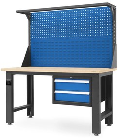 Munkapad LOGAN, 1500 x 1700 x 750 mm, antracis-kék