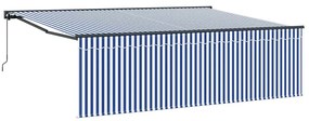 Behúzható napellenző Kék és fehér 450 × 300 cm szövet