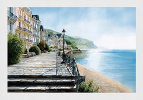 Poszter Keret Fa Tájkép Franciaország Város Sétány Tenger Nap 60x40