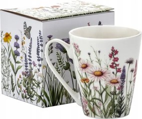 Porcelán bögre 330 ml gyógynövény bögre virágok díszített tökéletes ajándék