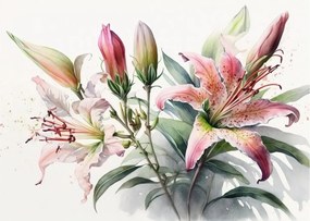Üveg kép - Liliomok, illusztrációk (70x50 cm)