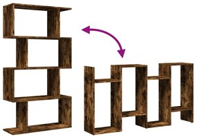 4 szintes füstös tölgy fa elválasztó könyvespolc 70x24x129 cm