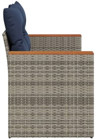 kétszemélyes szürke polyrattan kerti kanapé párnákkal