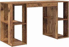 vidaXL Asztal polcokkal tárolóval Öreg fa 130 x 50.5 x 75 cm Faanyag