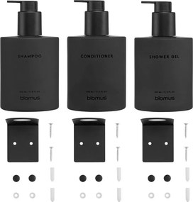 Fekete fali üveg szappanadagoló készlet 3 db-os 350 ml Kirei – Blomus