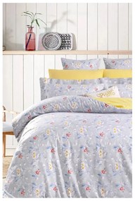 Sárga-szürke kétszemélyes hosszabbított négyrészes renforcé pamut ágyneműhuzat lepedővel 200x220 cm – Mila Home