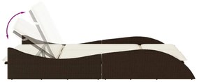 barna polyrattan napozóágy párnákkal 114x205x73 cm