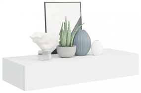 2 db fehér MDF falra szerelhető fiókos polc 60 x 23,5 x 10 cm