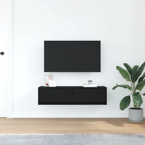 TV Szekrény Fekete Tölgy 100x31x25,5 cm Szerelt Fa