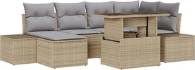 vidaXL Kerti Kanapé Szett párnával 7 pcs bézs és világosszürke