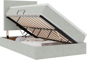 vidaXL Ágy tárolóval és matraccal Világosszürke 120 x 190 cm Bársony
