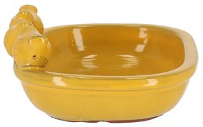 Kerámia madáritató és etető tál, 29 cm, sárga