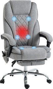 Vinsetto Irodai Szék Vibráló Masszázzsal, Ergonomikus Íróasztali Szék Dőlésszög Funkcióval, Fűtéssel, Állítható Forgószék Lábpihenővel, Távirányítóval