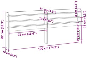 fehér tömör fenyőfa fejtámla polcokkal 180 cm