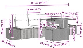 Kerti Kanapé Garnitúra 5 Darab Szürke, Barna (Rattan)