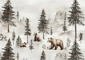 Üveg kép - Erdő medvékkel (70x50 cm)