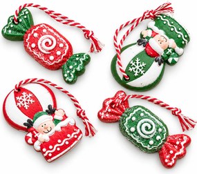 Szett 4 db karácsonyi dísz CANDY ELF 6 cm