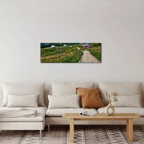 Kép - Hegyi táj házakkal (órával) (90x30 cm)