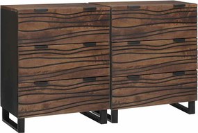 vidaXL Tálalószekrény készlet fiókkal 2 pcs Dió 60 x 33,5 x 75 cm