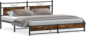 vidaXL füstös tölgy színű fém ágykeret matrac nélkül 200 x 200 cm