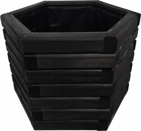 Hatszögletű virágtartó 50/43/40 cm Ébenfa Fa kerti virágtartó