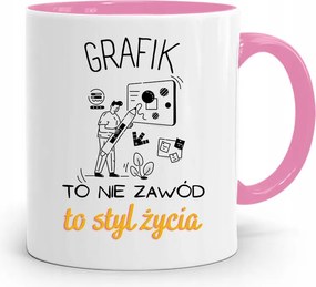 Rózsaszín Bögre Grafikusoknak Nem Szakma, Hanem Stílus, fényképes nyomtatással