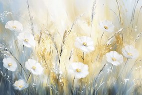 Fotótapéta Flizelina Nyár Rét Mező Gabona Kalászok Fehér Virágok 368x254 ragasztó