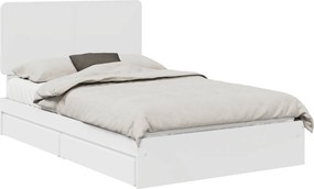 vidaXL Tárolós Ágy fejtámlával fiókkal Fehér 120 x 190 cm Faanyag