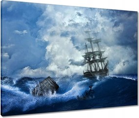 Vászonkép 80x60 Vihar Tenger Hajó Tájkép