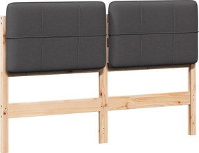 vidaXL Kárpitozott fejtámla Barna és sötétszürke 160 cm Tömör fenyőfa