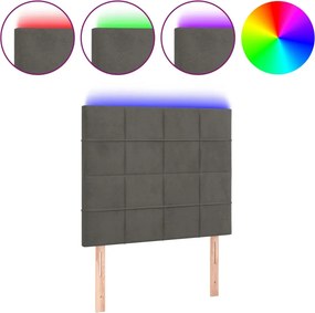vidaXL sötétszürke bársony LED-es fejtámla 90x5x118/128 cm