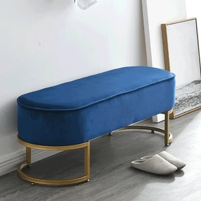 Dizájnos pad, kék Velvet szövet/gold króm-arany, MIRILA NEW-S
