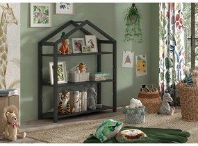 Antracitszürke borovi fenyő gyerek könyvespolc 111x141x40 cm Dallas – Vipack