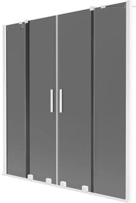 Mexen Velar Duo, 2 szárnyas eltolható kádparaván 140 x 150 cm, 8mm szürke üveg, fehér profil, 896-140-000-42-20