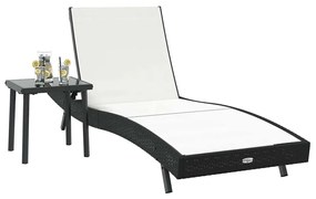 Napozóágy asztallal 2 pcs Fekete, Fehér 40 x 40 x 40.5 cm