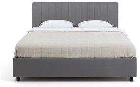 Szürke kárpitozott franciaágy tárolóhelyiséggel, matraccal/ráccsal 180x200 cm Myra Slim Line - Bonami Selection