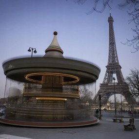 Poszter 30x30cm Körhinta és Eiffel-torony, Assaf Frank