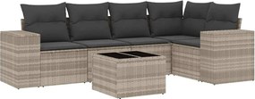 vidaXL 6 részes világosszürke polyrattan kerti ülőgarnitúra párnákkal